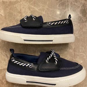 Carter's, Navy Boat Shoes. Slip On/Velcro closure. Flex Soles. Size 10 toddler